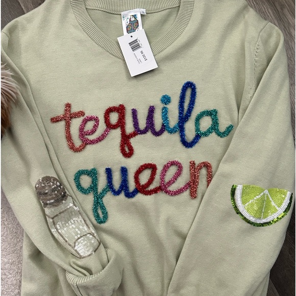QUEEN OF SPARKLES Sweaters Queen Of Sparkles Tequila Queen Sweater